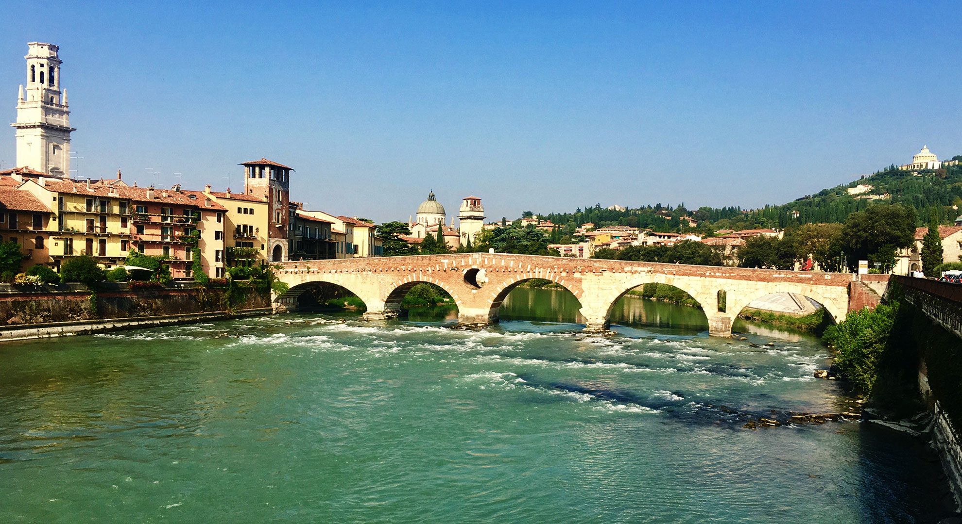 Ponte Pietra bridge in Verona, Northern Italy